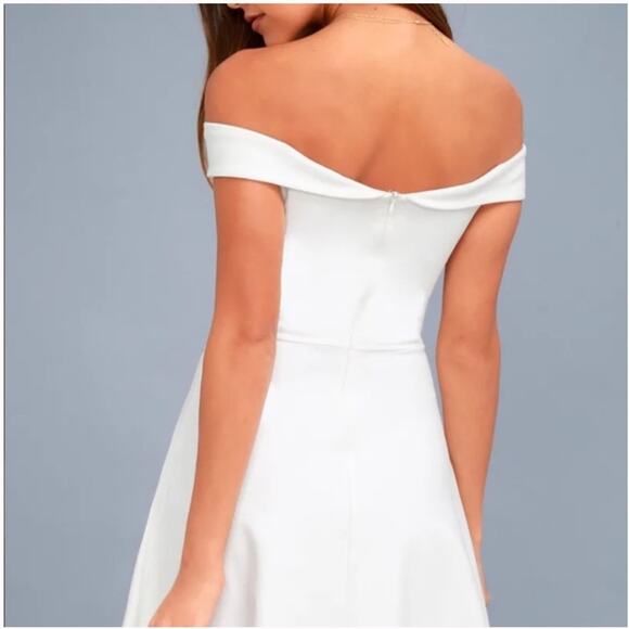 Lulus Off-Shoulder White Skater Dress - Picture 3 of 8